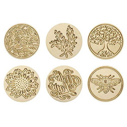 Yoption 6 Pcs Wax Seal Stamp Set, Botanical Floral Sealing Stamp Kit - color: Botanical Set