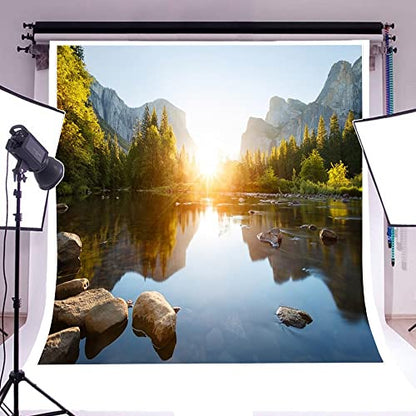 California Yosemite Valley Sunrise Landscape Photography Backdrop 8x8ft - size: 8x8ft