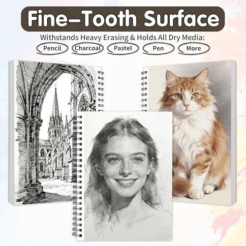FIXSMITH 9"X12" Sketch Book, 100 Sheets, 68 lb/100gsm,4 Pack Brown - color: Brown, size: 9"x12"-4 Pack