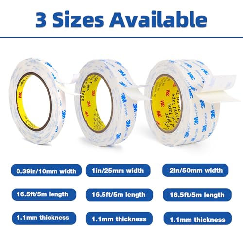 3M Double Sided Tape 1"×16.5Ft, Mounting Tape Heavy Duty No Residue - size: 1in x 16.5ft