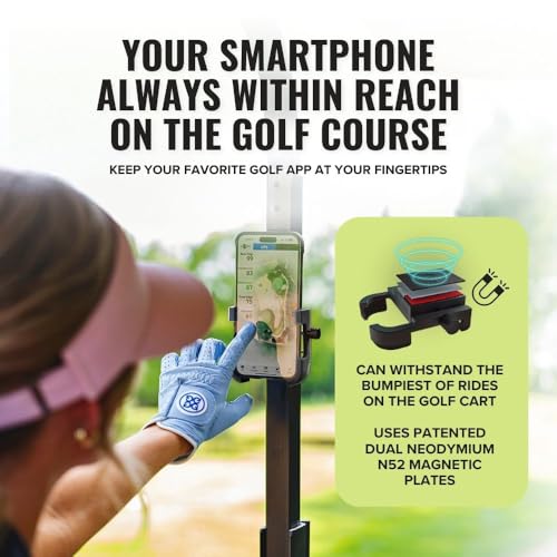 Stripebird PRO Magnetic Golf Cart Phone Holder & Caddy, N52 Magnets - color: Black