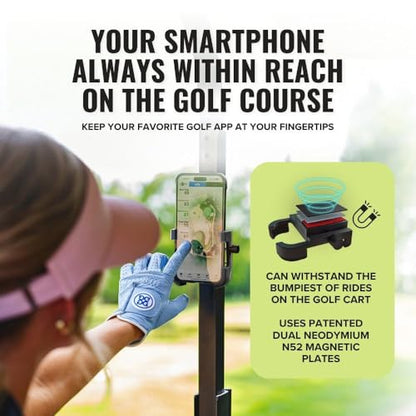Stripebird PRO Magnetic Golf Cart Phone Holder & Caddy, N52 Magnets - color: Black