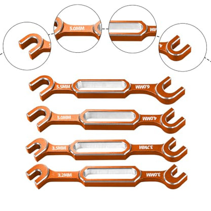 Thin Hex Nut Driver & 4pcs Orange RC Turnbuckle Wrenches RC Tool Set - color: Orange, W/ Hex Nut Driver