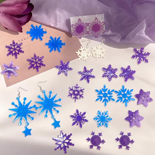 Snowflake Earring Mold, in Pairs Christmas Earring Molds with Hole - color: 6 Pcs Snowflake Earring Mold Set