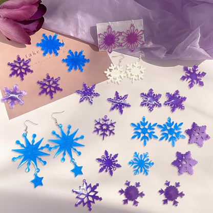 Snowflake Earring Mold, in Pairs Christmas Earring Molds with Hole - color: 6 Pcs Snowflake Earring Mold Set