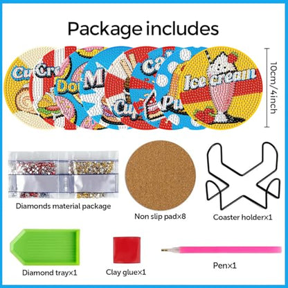 Leatrice Small Diamond Art Coasters Set Diamond Painting Kits for Adults - color: AB Dessert