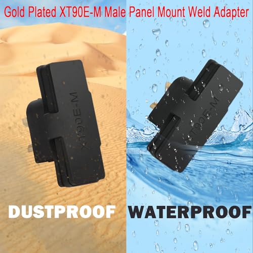 QIANRENON XT90 Male Fixed Mount Solder Connector Gold Plated XT90E-M Male Panel Mount Weld Adapter XT90 Model Airplane High Current Plug 30A 12AWG,Dust Cover,for Lithium Battery RC Car,Black,2Pcs - style: M