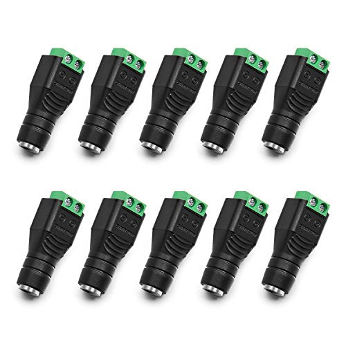 CHANZON (10 x Female DC Power Connector 5.5mm x 2.1mm 12V 24V Power Jack Socket for Led Strip CCTV Security Camera Cable Wire Ends 10Pcs Plug Adapter
