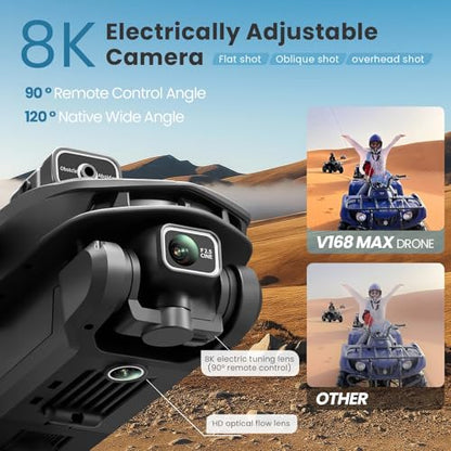 V168MAX Drones with Camera for Adults 4k, Black (3 Batteries)