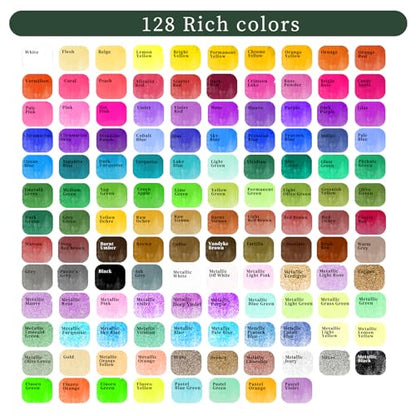 Artecho 128-Color Watercolor Paint Set with Metallics, Portable Tin Case - style: 128 Colors