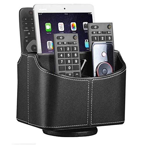 360° Rotatable Remote Control Holder,TV Remote Caddy for Nightstand Table - color: black