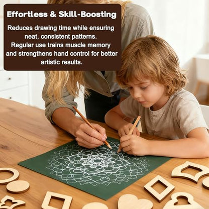 DAFENCHI 28 Pcs Wooden Mandala Painting Stencils, Dot Drawing Tools for Mandala Patterns, Drawing Stencils for Wood & Flat Surfaces, Portable Art Drawing Kit Painting Template (Shape 3) - color: Shape 3