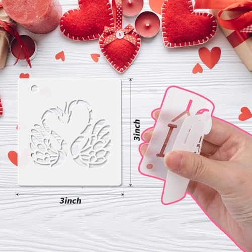 JULMELON 20 Pcs Valentines Day Stencils Reusable Template for Painting Art - style: Valentine's Day Stencils