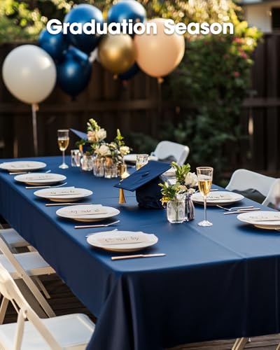Pureegg Plastic Table Cloth Disposable 6 Pack, 54 x 108 Inch, Navy Blue - color: Navy Blue, size: 54" X 108" Rectangle