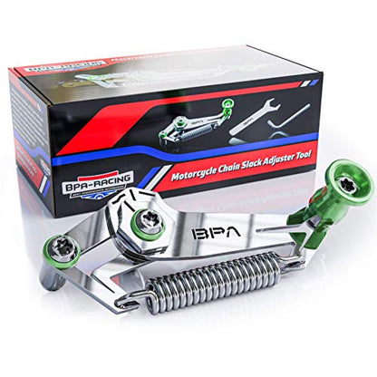 BPA–Racing Motorcycle Chain Slack Adjuster Tool - Innovative Chain Tensioner Tool For Easy, Quick & Precise Chain Slack Adjustment- Chain Alignment Tool (Green) - color: Green