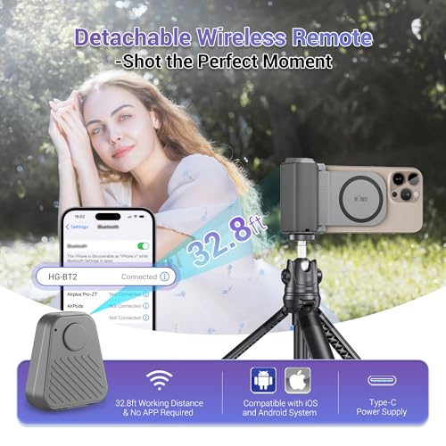 Travel Phone Camera Grip with Remote for MagSafe iPhone 17 16 15 Pro Max - color: Magsafe Phone Grip-Gray