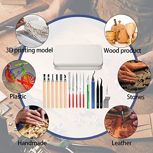 25pcs Precisio with Deburring Tool, Craft Knife,hand File,Carving Knife Suitable for sanding, carving, modeling, cutting, scraping,3D Printing Deburring kit