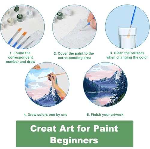 3 Pack Paint by Numbers Kit for Adults Framed Canvas, with Wooden Easel - color: YH-03
