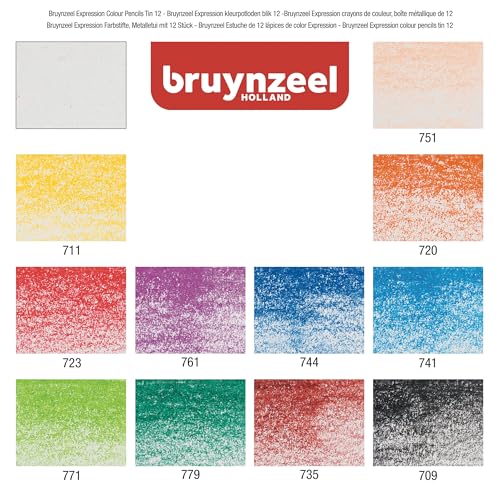 Bruynzeel Expression Colour Pencils Tin 12 (60312012) - size: 1 Count (Pack of 12)