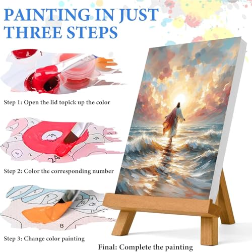 Jesus Paint by Numbers Kit for Adults Framed Canvas 12X16 in, Frameworkless - color: YH02562