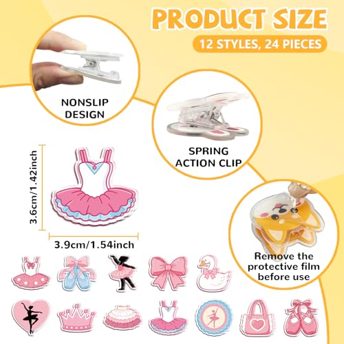 MAYJOYDIY 24Pcs Ballet Dance Acrylic Chip Clips Ballet Shoe Bow Bag Sealer - color: Ballet Dance