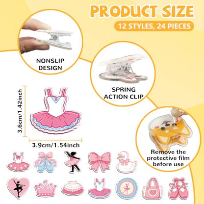 MAYJOYDIY 24Pcs Ballet Dance Acrylic Chip Clips Ballet Shoe Bow Bag Sealer - color: Ballet Dance