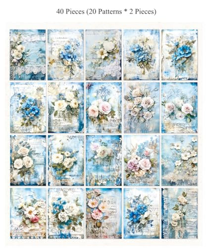 MAFELOE Retro Scrapbook Supplies, 40 Pieces, Flower Clusters Series-E - color: 40Pcs-Flower Clusters Series-E
