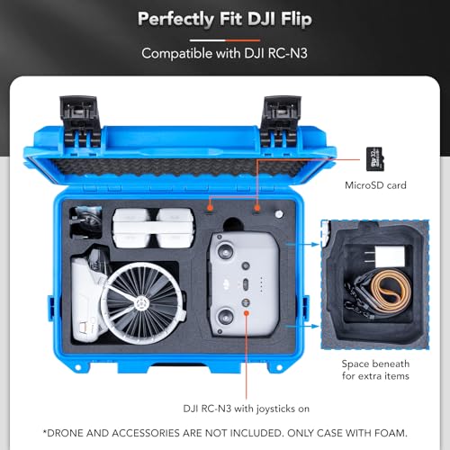 Lykus Titan FP110 Waterproof Hard Case for DJI Flip and DJI RC 2/RC-N3 - color: Blue