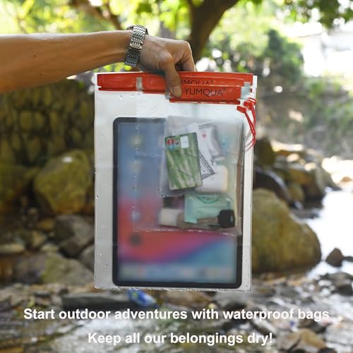 YUMQUA Waterproof Pouch Dry Bags Document Map Holder for Water Sport 3PACK - color: Red