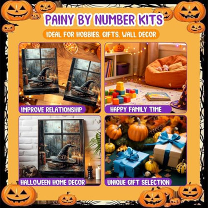 xackcme Witch's Hat Paint by Numbers for Adults - Halloween Paint by Number - color: MT23082