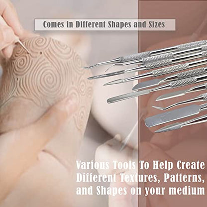 A2ZScilab - Premium Wax Carving Tools Set – 10 Pcs Stainless Steel Wax & Clay Sculpting Tools – Double Ended Dental and Wax Carvers Tools for Carving Modeling Sculpting and Shaping