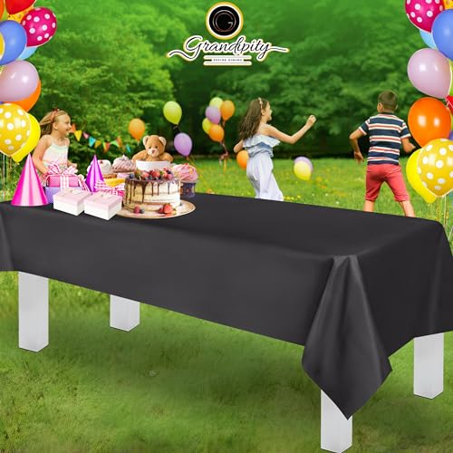 Grandipity Plastic Table Cloth Disposable 12 Pack 54” x 108” Rectangle - color: Grey, size: 54in. x 108in. Rectangle
