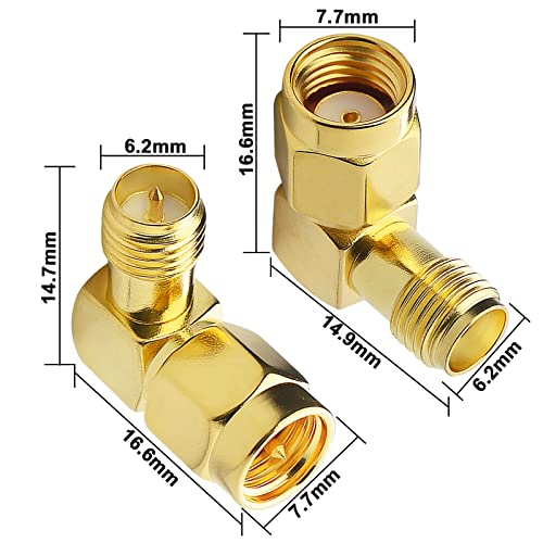 Right Angle SMA to RP-SMA Adapter Kit 4-Pack, 50 Ohm - size: 4-pack right angle sma to rp-sma