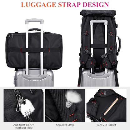 WITZMAN Carry on Travel Backpack for Men Airline Approved Fits 16" Laptop - color: 01.black
