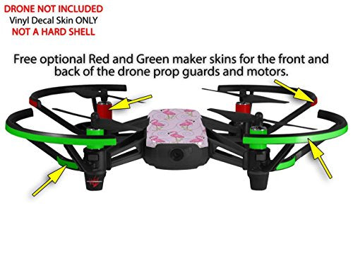 Skin Decal Wrap 2 Pack Compatible with DJI Ryze Tello Flamingos on Pink Drone NOT Included