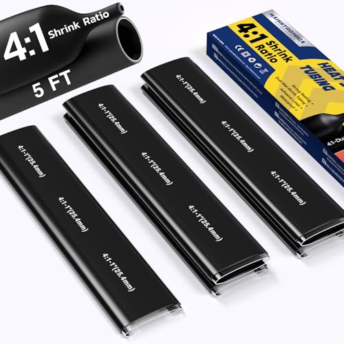 haisstronica 5Ft 4:1 Heat Shrink Tubing Kit 1" Black - color: Black, size: 1"