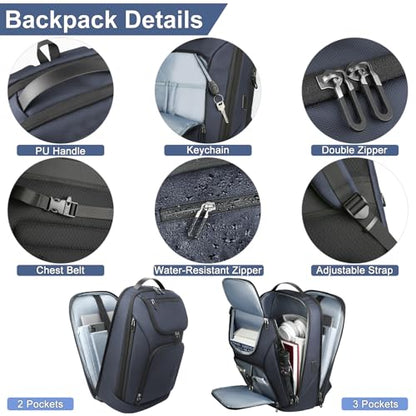hk Business Smart Backpack for Men Anti-Theft for 17.3 Inch Laptop - color: Blue