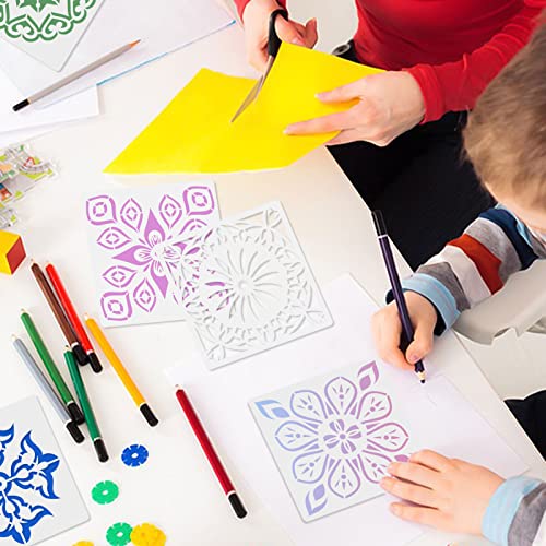 16 Pcs Mandala Stencils, 6x6 Inch Reusable Painting Templates for DIY Craft - style: Mandala Stencils-2