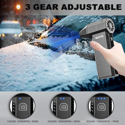 SDFM Compressed Air Duster - 3-Gear Adjustable Rechargeable Air Duster - color: Max-black