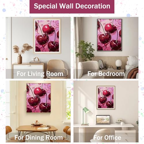 Gamteldot Cherry Diamond Art Kits for Adults Beginners,DIY Diamond Art - color: Cherry A