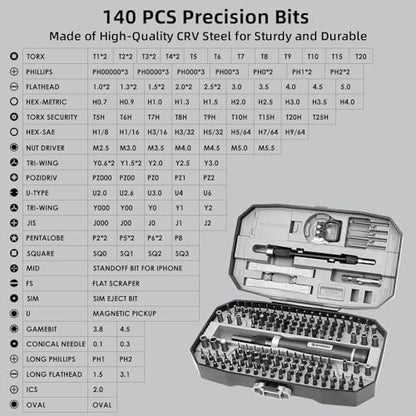 SHARDEN 153 in 1 Precision Screwdriver Set for Electronic Repair Grey - color: 153 in 1 Grey