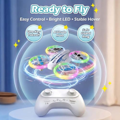 LED RC Drone for Kids Ages 6-12, LED Light drone toy with 3 Batteries