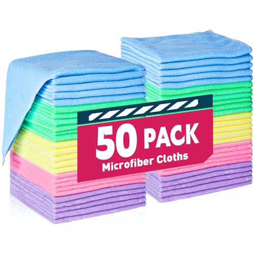 TEAWOO Microfiber Cleaning Cloths-50 Pack, Microfiber Towels Bulk - color: 5 Colors, size: 50 Pack