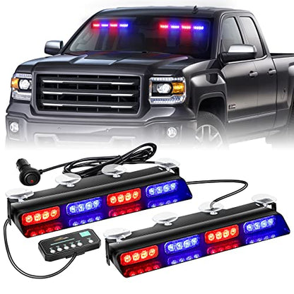 XRIDONSEN 2 in 1 2x 14 inch Strobe Light Bar - color: Red/Blue