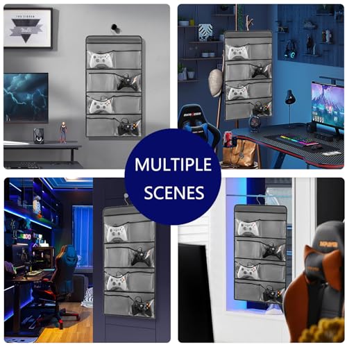 Hanging Controller Holder Classroom Headset Headphone Storage Bag Switch Game Organizer for Gaming Accessories Electronic Supplies X-box PS5 PS4 (8 Pockets)