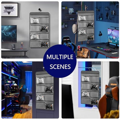 Hanging Controller Holder Classroom Headset Headphone Storage Bag Switch Game Organizer for Gaming Accessories Electronic Supplies X-box PS5 PS4 (8 Pockets)