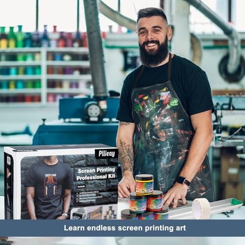 Pllieay 73 Pieces Screen Printing Kits, All-in-One Silk Screen Printing Kit, Screen Print Supplies Includes UV LED Exposure Screen Printing Light