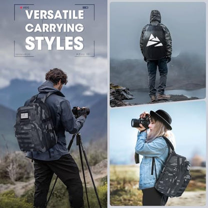 SDYSM Waterproof Camera Backpack 15.6 Inch,Camera Bags for Photographers - color: Camouflage Grey