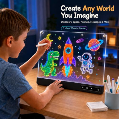 Cardivek LED Drawing Board for Kids, 16" Rechargeable Light Up Tablet - color: Black
