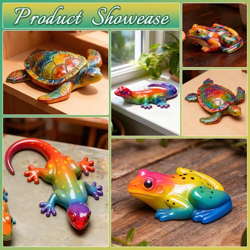 3Pcs 3D Reptile Silicone Molds - DIY Lizard Frog Turtle Resin Casting Mold - color: Frog Lizard Turtle Mold Set